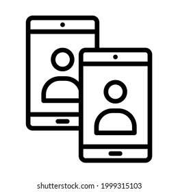Video Call flat line icon. Vector outline illustration of Online meeting icons, work form home, social distancing, video conference. Black color thin linear sign for store, can be used in logo