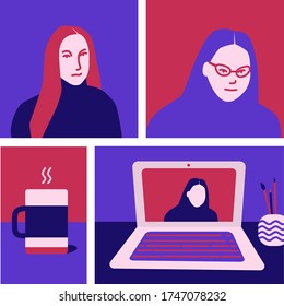 Video call flat vector illustration