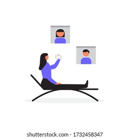 GRUPO DE LLAMADAS DE VÍDEO. Perfecto para carteles, volantes, páginas de inicio, contenido en medios sociales.