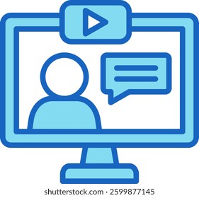 Video Call Icon Blue Vector Illustration