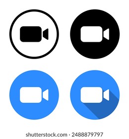 Video call icon button in generic style. Communication camera sign symbol