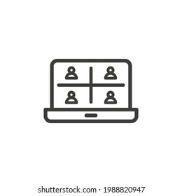 Video call icon. Conference or online meeting concept. Business training or school learning through an online app.