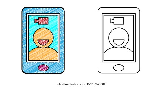 video call icon design vector with texture. editable outline for other style