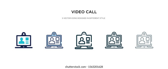 video call icon in different style vector illustration. two colored and black video call vector icons designed in filled, outline, line and stroke style can be used for web, mobile, ui