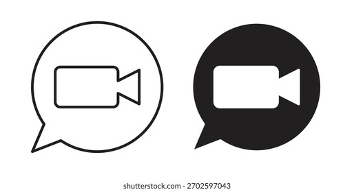 Video Icono de llamada con trazo editable y paquete de Vector plano