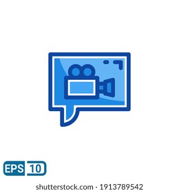 Videoanruf-Symbol im vollen Linienstil einzeln auf weißem Hintergrund. Vektorgrafik für Website und Benutzeroberfläche. EPS10