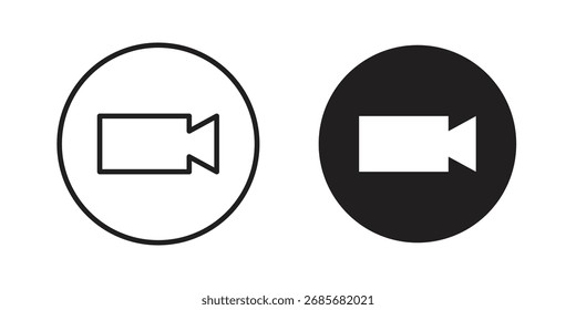 Video Icono de llamada plana logo en blanco y negro