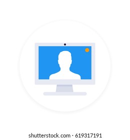 Video call icon, flat style