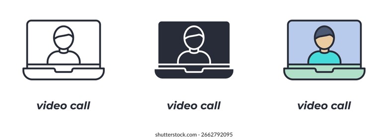 video call icon. Line, solid and filled outline colorful version, outline and filled vector sign. Idea Symbol, logo illustration. Vector graphics