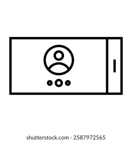 Video call icon in line style with editable stroke. Video Call with Smartphone