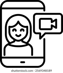Video Call Icon Line Vector Illustration