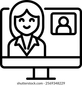 Video Call Icon Line Vector Illustration
