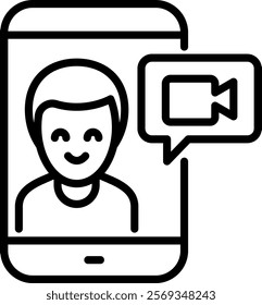 Video Call Icon Line Vector Illustration