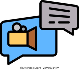 Video Call Icon Lineal Color Vector Illustration
