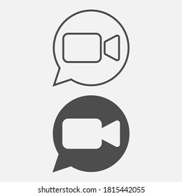 Video call icon, online chat button isolated on white background. Vector illustration. Eps 10.