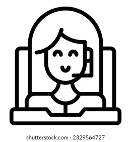 Video call icon outline vector. Webinar computer. Movie button