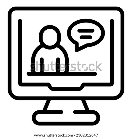 Video call icon outline vector. Private lesson. School online