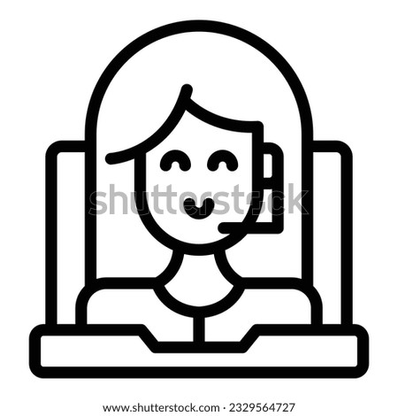 Video call icon outline vector. Webinar computer. Movie button