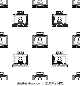 video call icon pattern. Seamless video call pattern on white background.