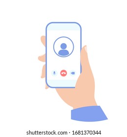 Video call icon. Phone in your hand