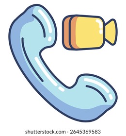 Video Call icon represented by 3d perspective Video Call icon Lineal Color style.