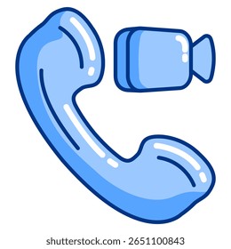 Video Video Icono de llamada representado por perspectiva 3d Icono de llamada Estilo azul.