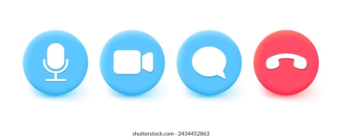 Video call icon set. Video conference, online chat. Vector illustration