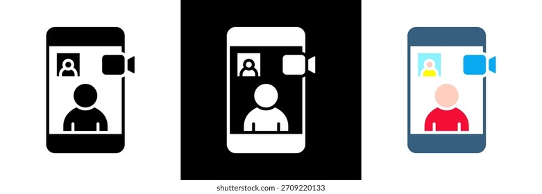 Video Call Icon Set Glyph vector Illustration