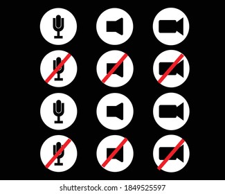Juego de iconos de videollamadas para la plantilla de pantalla para la aplicación de vídeo en línea