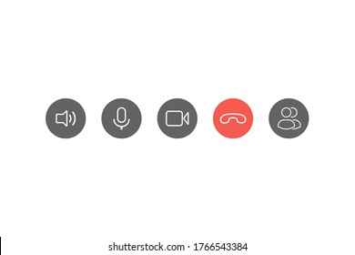 Video call icon set simple design