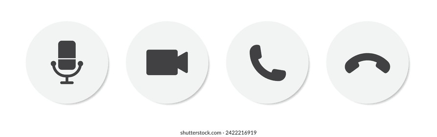 Video call icon set for smartphone interface in grey color - Vector Icon