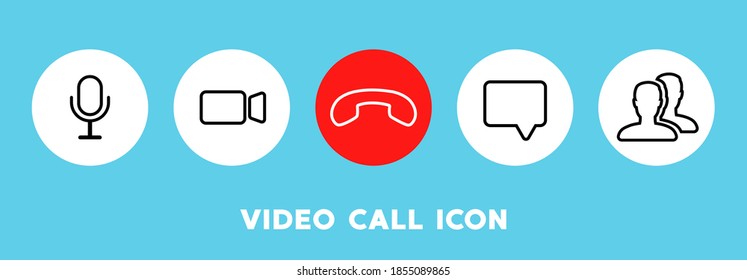 Video call icon set for template online video