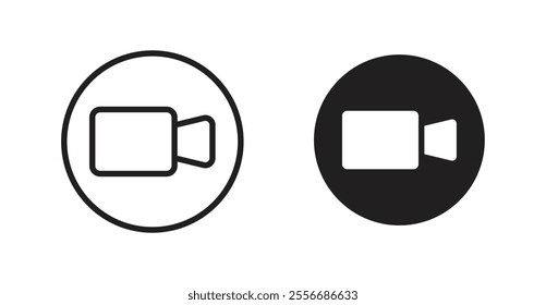 Video call icon set in Thin line black color.