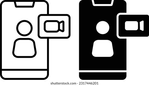 Video call icon sheet, simple trendy flat style line and solid Isolated vector illustration on white background. For apps, logo, websites, symbol , UI, UX, graphic and web design. EPS 10.