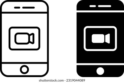 Hoja de iconos de videollamadas, línea de estilo plana simple y sólida ilustración vectorial aislada sobre fondo blanco. Para aplicaciones, logotipo, sitios web, símbolo , UI, UX, gráfico y diseño web. EPS 10.