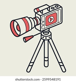 Video Call Icon
- a sleek vector icon of a video camera with a play button overlay, flat style, solid red fill, representing video calls.

