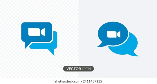 Icono de videollamada, conjunto de iconos de streaming. charla en Internet, símbolo de conversación en línea, concepto de negocio de mensajería de chat de aplicaciones, ilustración vectorial