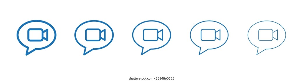 Video call icon Symbol collection thin outline set
