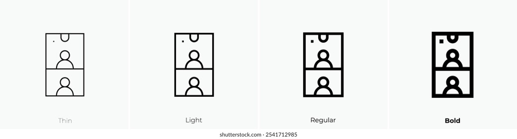 video call icon. Thin, Light Regular And Bold style design isolated on white background