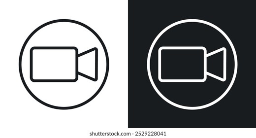 Video Icono de llamada en color negro de línea delgada. ilustración de símbolos de Vector simple plano.