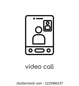 video call icon. Trendy modern flat linear vector video call icon on white background from thin line Communication collection, outline vector illustration