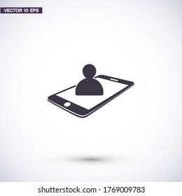 Icono de videollamada. Vector Eps 10. teléfono con una imagen de una persona en una conexión de vídeo Diseño plano 