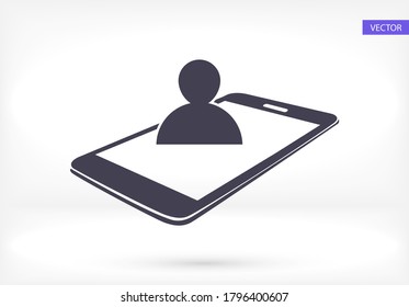 Video Call icon. Vector  Eps 10 . phone with a picture of a person in a video connection Flat Design 