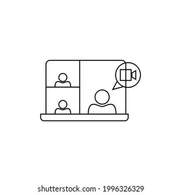 Icono de videollamada Ilustración vectorial. Plantilla vectorial de diseño de iconos de videollamadas. Icono vectorial de videollamadas diseño plano para sitio web, símbolo, logotipo, icono, signo, aplicación, interfaz de usuario.