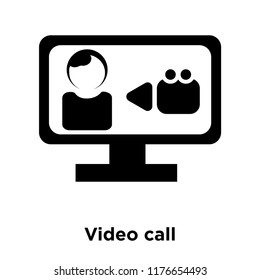 Video call icon vector isolated on white background, logo concept of Video call sign on transparent background, filled black symbol