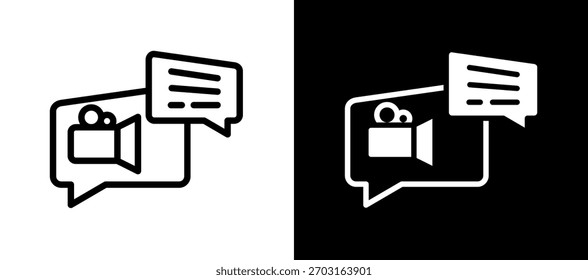 Ícone de Chamada de Vídeo Ilustração de Vetor em Branco e Preto
