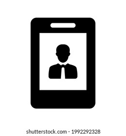 Video call icon.mobile,man (vector illustration)