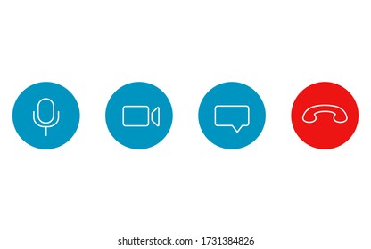 Video call icons collection. Simple set for social communication app. Interface icons. Vector illustration