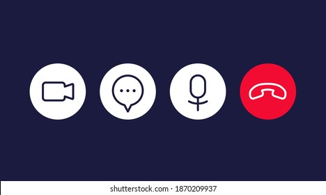 video call icons for interface, line vector