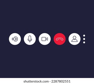 Video call icons for interface. Video call icons set. Vector illustration